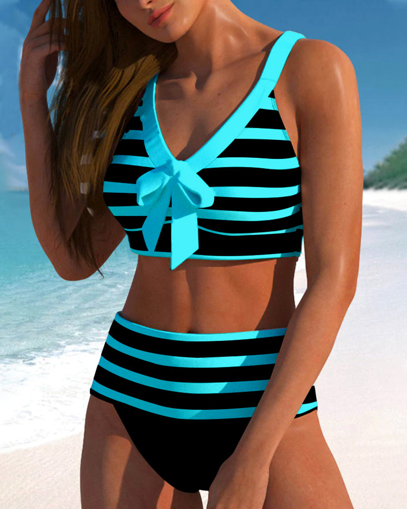 Laluna® | Pruhované bikiny s vysokým pásom