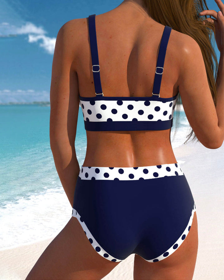 Liesbeth - Bikini s vysokým pásom a patchworkovým dizajnom