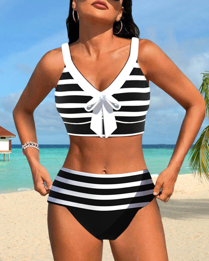 Laluna® | Pruhované bikiny s vysokým pásom