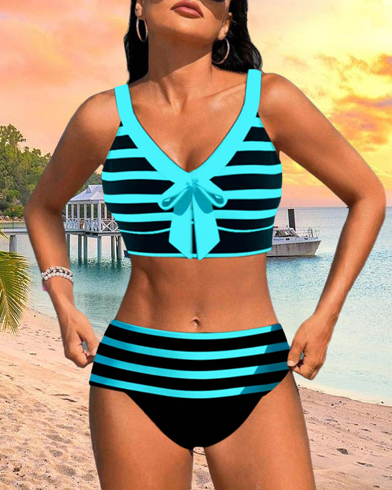 Laluna® | Pruhované bikiny s vysokým pásom