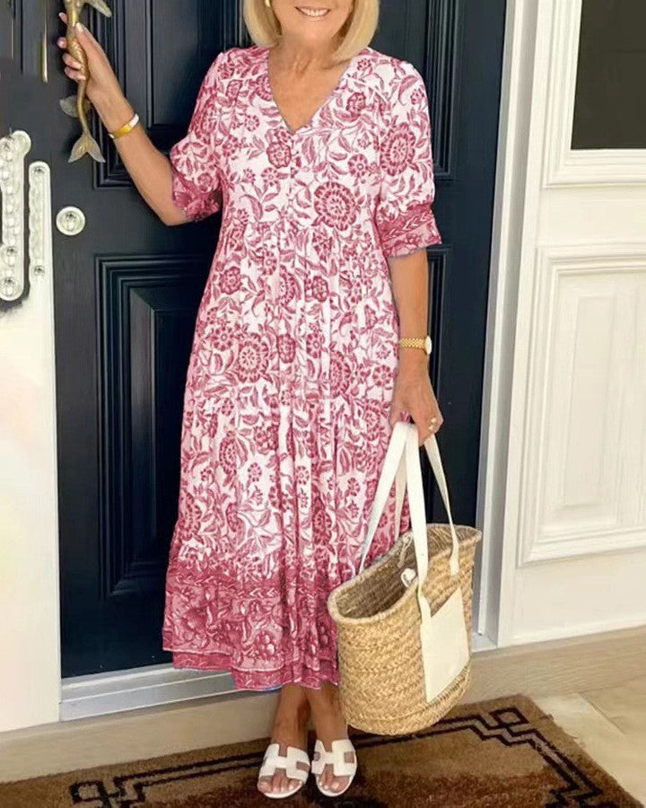 Keisha | Elegantné kvetinové šaty s V-výstrihom
