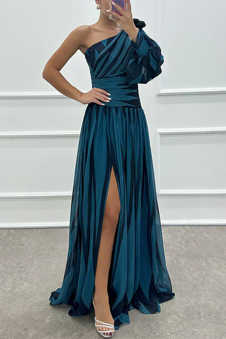 Hazel™ | Elegantné pruhované Maxi šaty na jedno rameno
