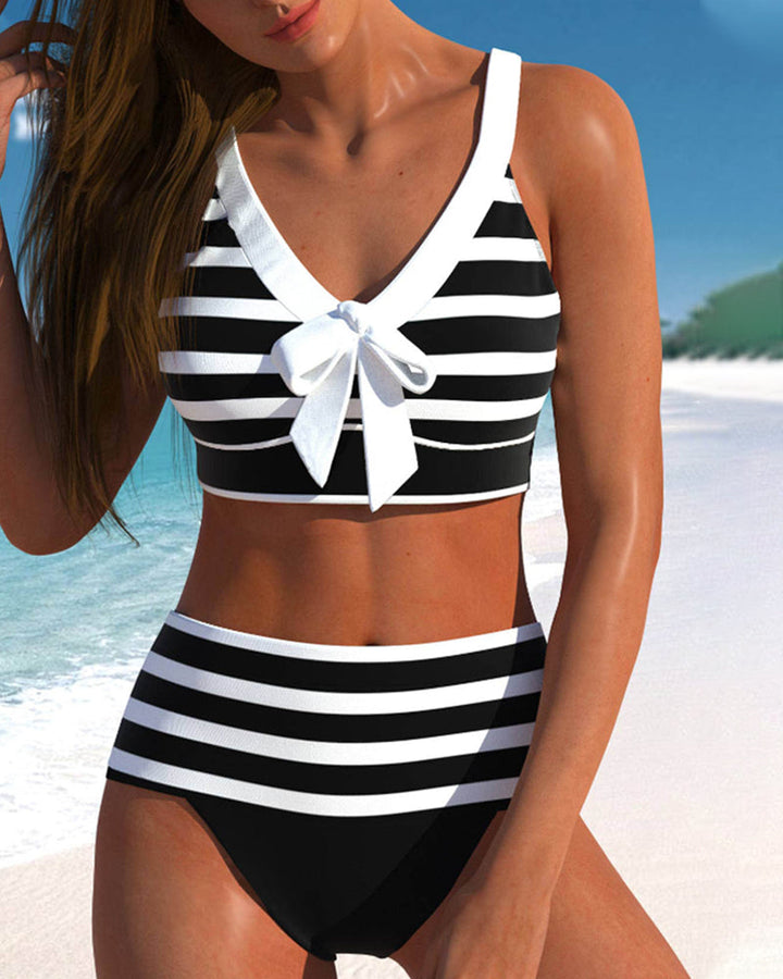Laluna® | Pruhované bikiny s vysokým pásom