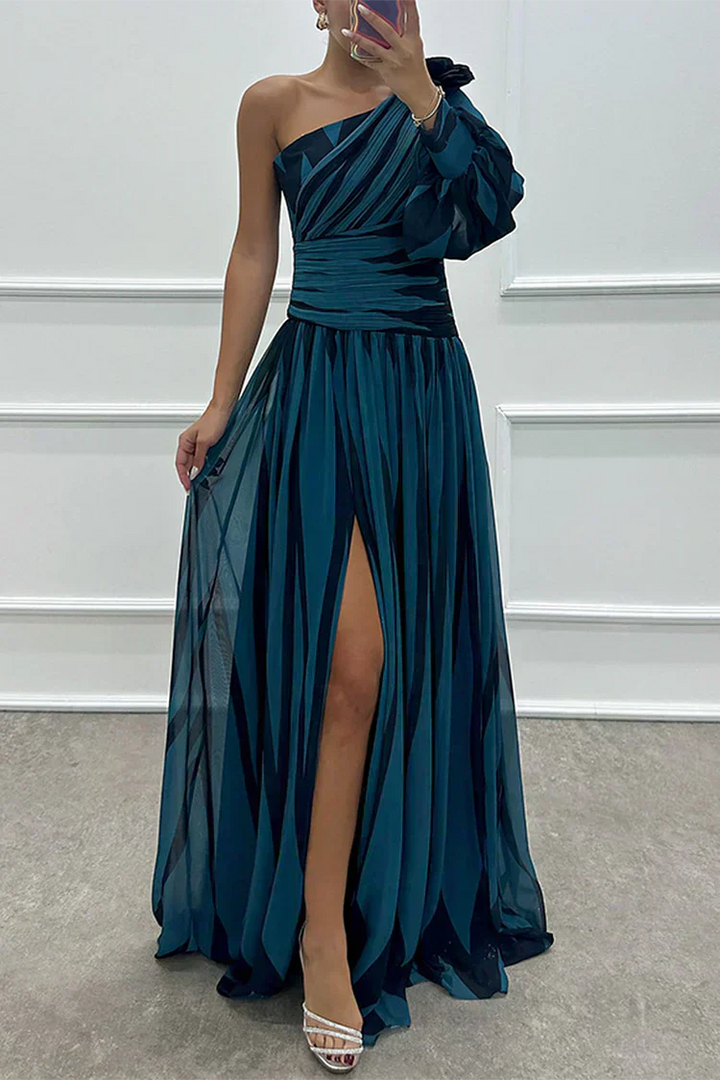 Hazel™ | Elegantné pruhované Maxi šaty na jedno rameno