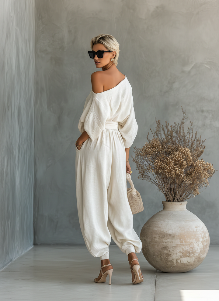 Lisa | Mäkko Off-Shoulder Top a Tapered Nohavicový Set