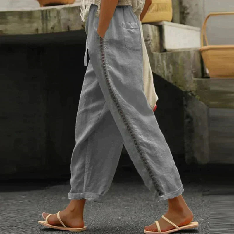 Dámske nohavice | Vysoký pás pruhované