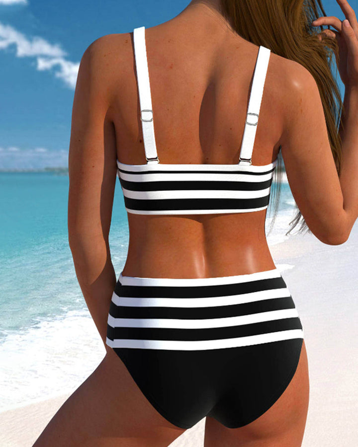 Laluna® | Pruhované bikiny s vysokým pásom